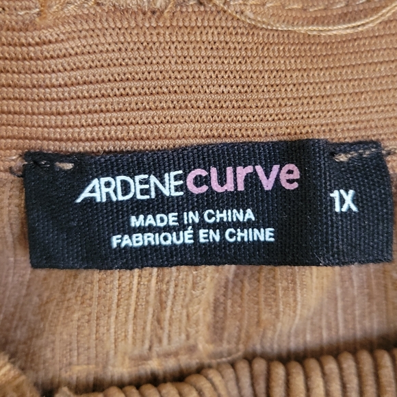 1X Corduroy paper bag style skirt in camel - Picture 3 of 4